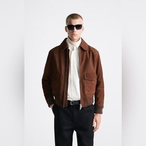Zara mens genuine leather jacket